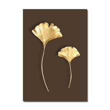 Load image into Gallery viewer, Golden Plant Wall Art Canvas
