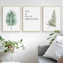 Load image into Gallery viewer, Green Leaf Wall Art Canvas