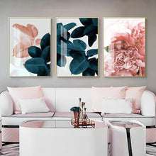 Load image into Gallery viewer, Pink and Green Flowers Wall Art Canvas
