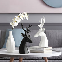 Load image into Gallery viewer, Black and White Deer Sculpture
